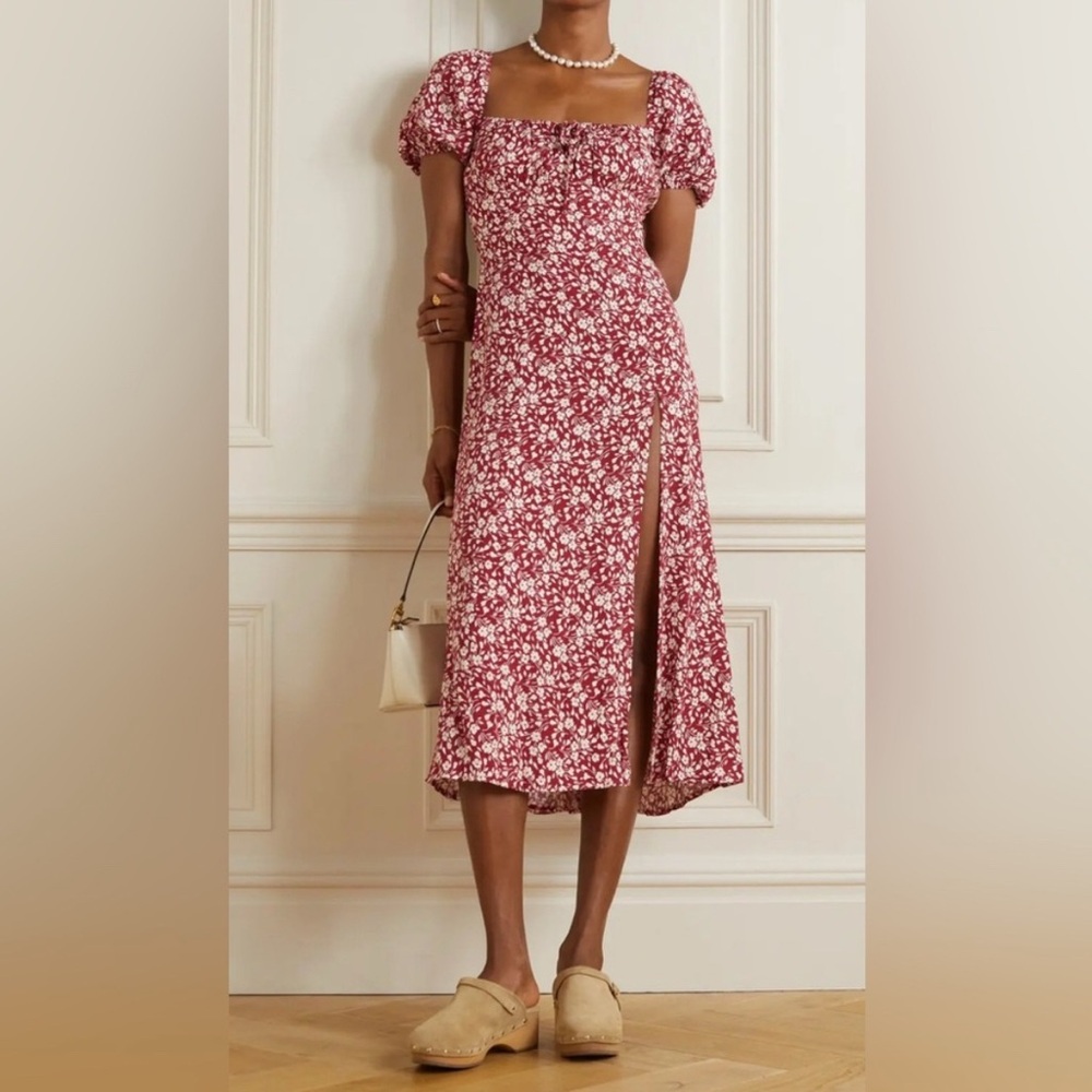 Reformation Teyana Floral Print Crepe Midi Dress